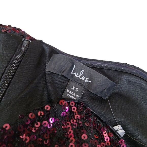 Lulus Dress Purple Sequin Strapless Sweetheart Asymmetrical Bodycon Formal Sz XS - Picture 11 of 13